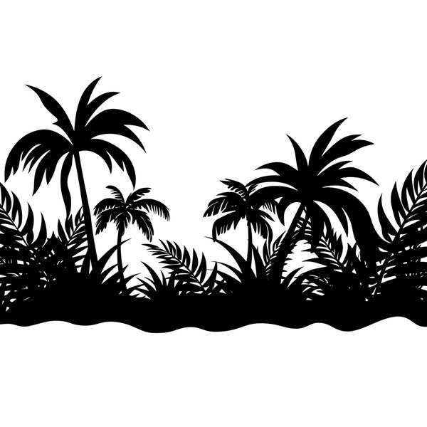 Jungle SVG - Tropical Flora Leaves imprimable Silhouette Clipart coupe fichier, téléchargement immédiat, utilisation commerciale, svg jpg png eps pdf