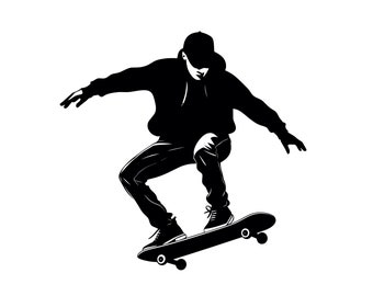 Skateboarder SVG - Skater Silhouette Clipart Cut File, Instant Download, Commercial Use, svg jpg png eps pdf