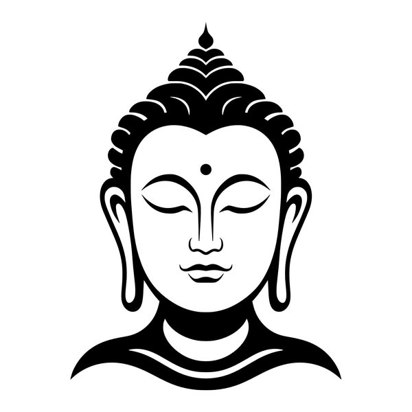 Buddha SVG - Buddhism Buddha Zen Statue Face Silhouette Clip Art Cut File, Instant Download, Commercial Use, svg png jpg eps pdf