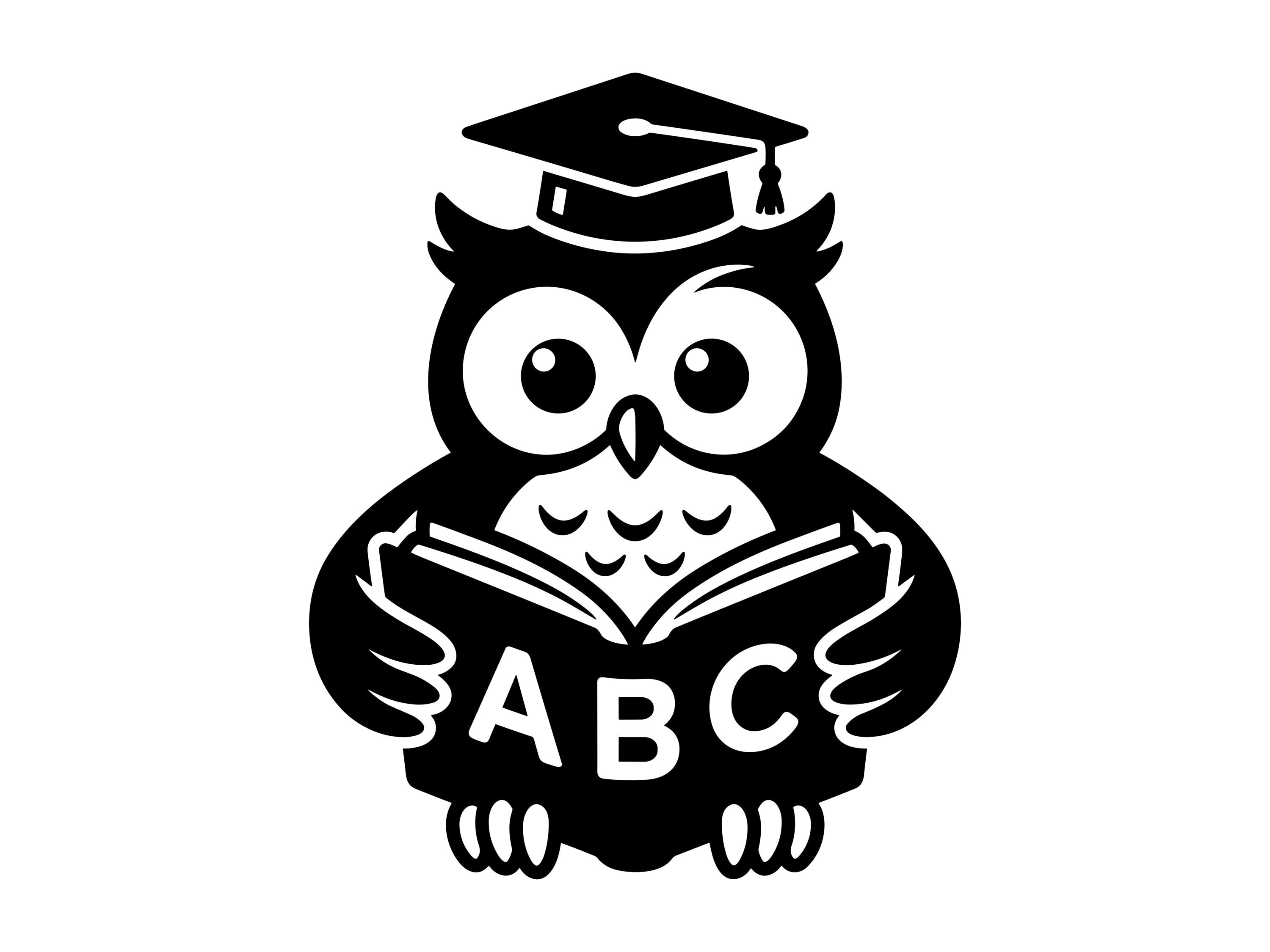 Graduation Owl SVG - Back To School Kids Education Cute Teacher Wise Bird Read Book Printable Cut Fi