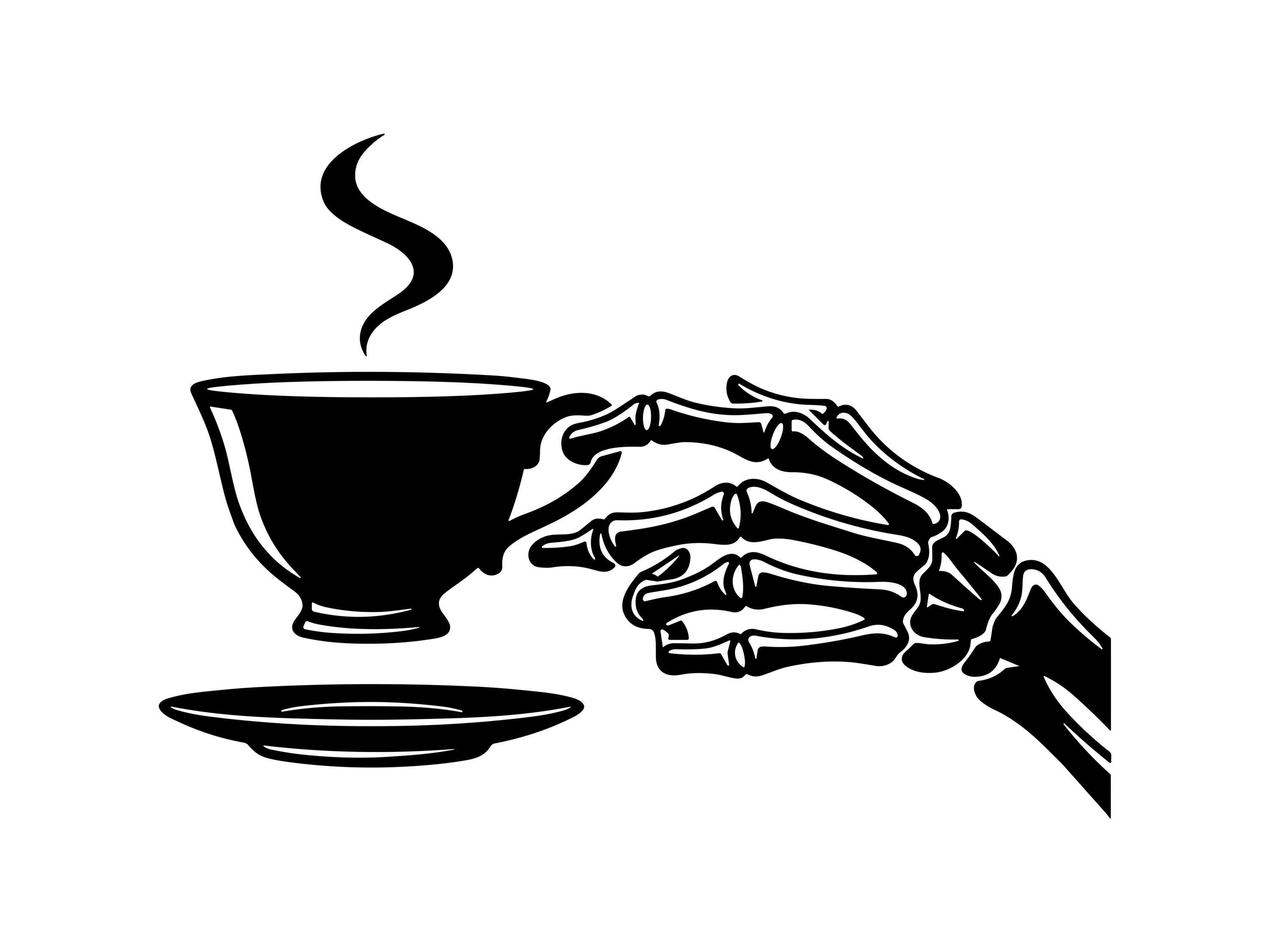 Skeleton Hand Tea SVG - Gothic Morning Coffee Macabre Kitchen Dark ...