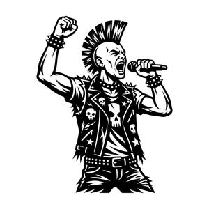 Mohawk Punk SVG - Rock Star Heavy Metal Muziek Schreeuwende Zanger Muzikant Afdrukbaar gesneden bestand, Instant Download, Commercieel gebruik