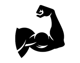 Muscular Arm SVG - Bicep Flex Strength Body Building Fitness Printable Clip Art Cut File, Instant Download, Commercial Use, png jpg eps pdf