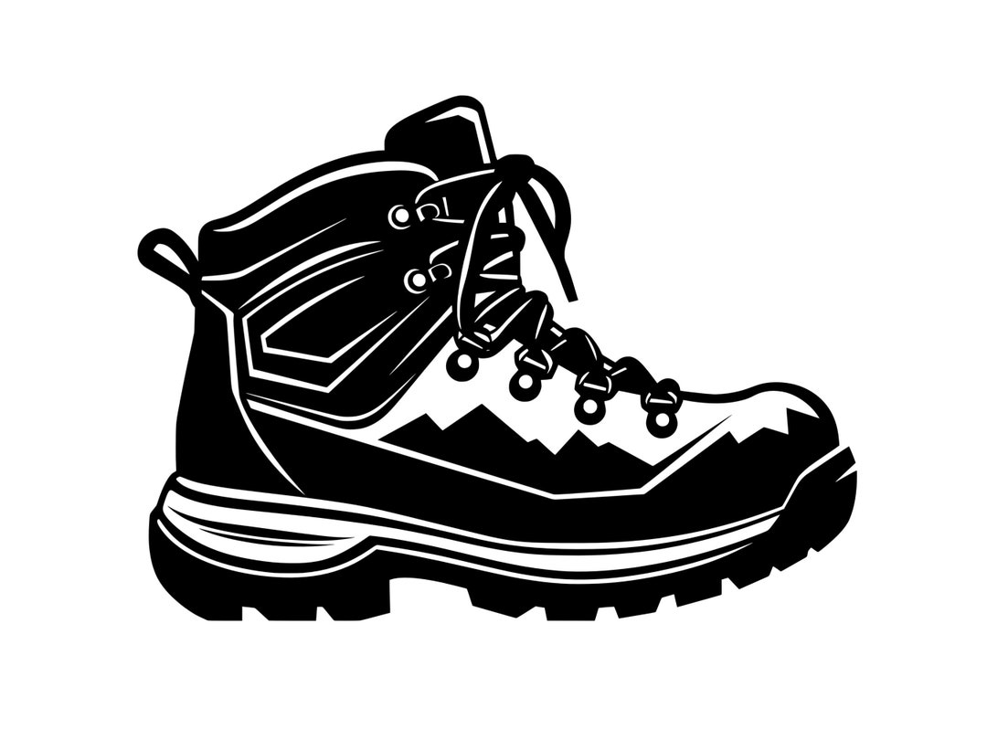 Shoe Repair Logo. Silhouettes of Trekking Boots, Womens Boots and
