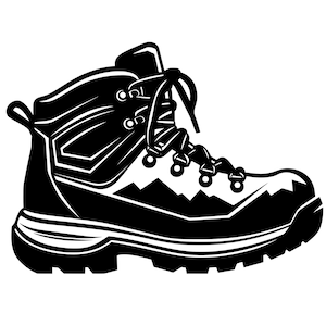 Hiking Boot SVG - Hiking Shoes Outdoors Mountains Silhouette Clipart Cut File, Instant Download, Commercial Use, svg jpg png eps pdf