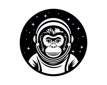 宇宙猿 SVG - 宇宙飛行士猿チンパンジーのシルエット クリップ