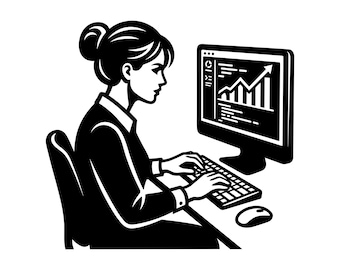 Business Woman SVG - Girl Boss Office Worker Data Analyst Stock Trader Success - Printable Cut File, Instant Download, Commercial Use