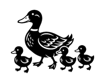Mother Duck SVG - Ducklings Family Spring Wildlife Farm Animals Printable Cut File, Instant Download, Commercial Use