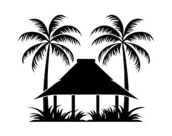 Tropical Cabana SVG - Island Beach Shelter Thatch Hut Silhouette Clip Art Cut File, Instant Download, Commercial Use, svg png jpg eps pdf