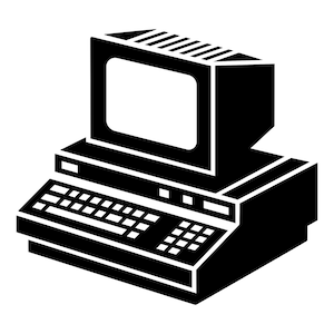 Computer retrò SVG - Silhouette tecnologica del PC vecchio stile degli anni '80, Clip Art, file di taglio, download immediato, uso commerciale, svg png jpg eps pdf