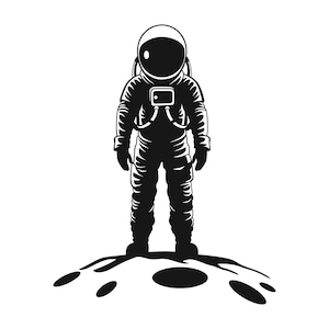 Astronauta SVG - Silueta de astronauta explorador espacial aterrizando en la Luna, archivo de corte, descarga instantánea, uso comercial, SVG, PNG, JPG, EPS, PDF