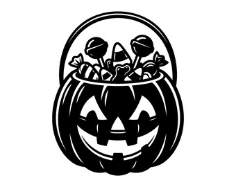 Archivo SVG de dulces de Halloween - Calabaza de Halloween con temática de Halloween, descarga instantánea, uso comercial.