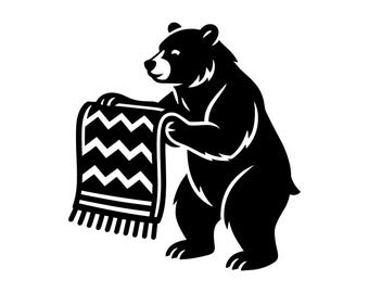 Tidy Bear SVG - rustieke hut decor bos vriend Mountain Animal Lodge thema afdrukbaar gesneden bestand, instant download, commercieel gebruik