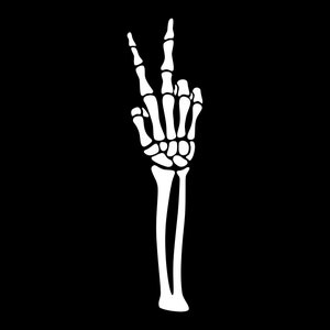 Signo de la paz de mano de esqueleto SVG, silueta de mano de esqueleto, clipart de signo de la paz de mano, contorno de mano de esqueleto, imprimible, uso comercial
