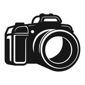 May include: A black and white illustration of a vintage camera with a large lens.