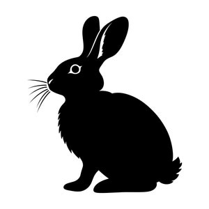 ウサギのシルエット SVG #4、イースターバニー PNG、ブラック