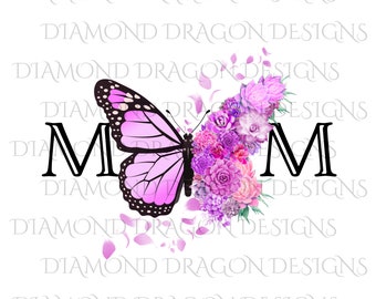Butterfly Succulent Floral, Mother's Day Design, Watercolor Mom Design, Pink Flower Butterfly, Digital Image Download, Sublimation, PNG