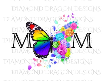 Butterfly Succulent Floral, Mother's Day Design, Watercolor Mom Design, Rainbow Flower Butterfly, Digital Image Download, Sublimation, PNG