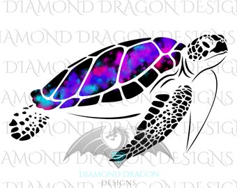 Sea Turtle, Galaxy Sea Turtle, Rainbow Sea Turtle, Watercolor Sea Turtle, Waterslide, High Res, Digital Image Download, ClipArt,PNG,JPG,File