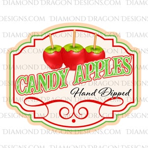 Candy Apple Label Design, Vintage Candy Apple, Old Fashion Candy Apples, Candy Apple Sublimation Image, Candy Apple Waterslide Design, PNG