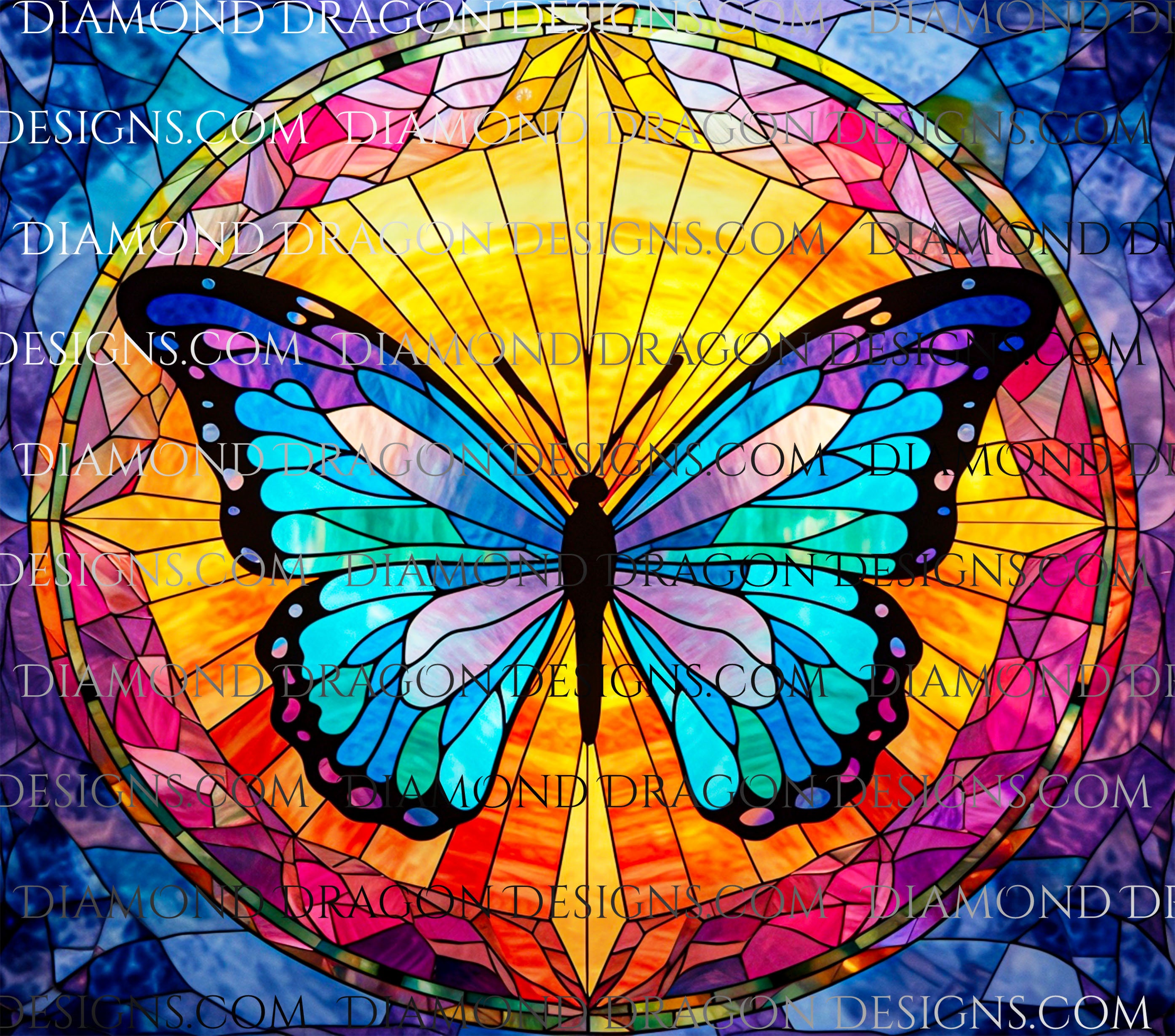 Stained Glass Sublimation Tumbler Wrap Design, Stained Glass Butterfly  Sublimation Wrap Design, Butterfly Tumbler Wrap, SEAMLESS, PNG 