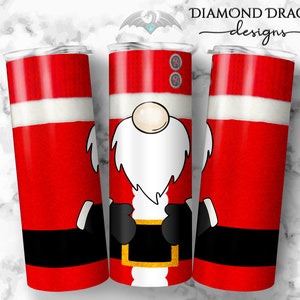 Santa Gnome Sublimation Tumbler Wrap PNG, Santa Gnome Sublimation Wrap Design, SEAMLESS, Christmas Sublimation Wrap Image, Waterslide