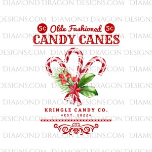Noël, Cannes de bonbons à l’ancienne, Cannes de bonbons à l’aquarelle, Candy Canes vintage, Téléchargement d’images numériques, Toboggan aquatique, Sublimation, PNG