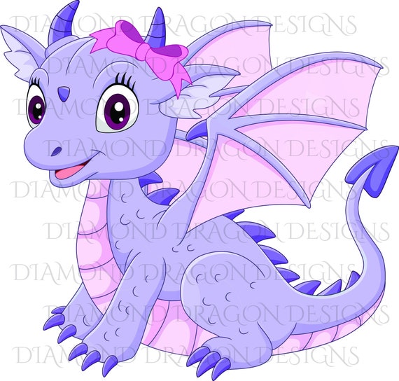 Download Cute Girl Dragon Baby Dragon Cute Little Girl Dragon Purple Pink Bow Digital Image Download Waterslide