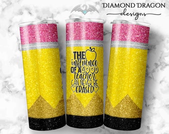 Tumbler Wrap Image, Glitter Pencil Wrap, School, Teacher, Glitter Pencil Image, Waterslide & Sublimation Image for Tumblers, Sublimation PNG