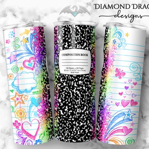 Teacher Sublimation Tumbler Wrap Design, Composition Notebook Sublimation Wrap Design, School Doodle Teacher Wrap, Sublimation Download, PNG