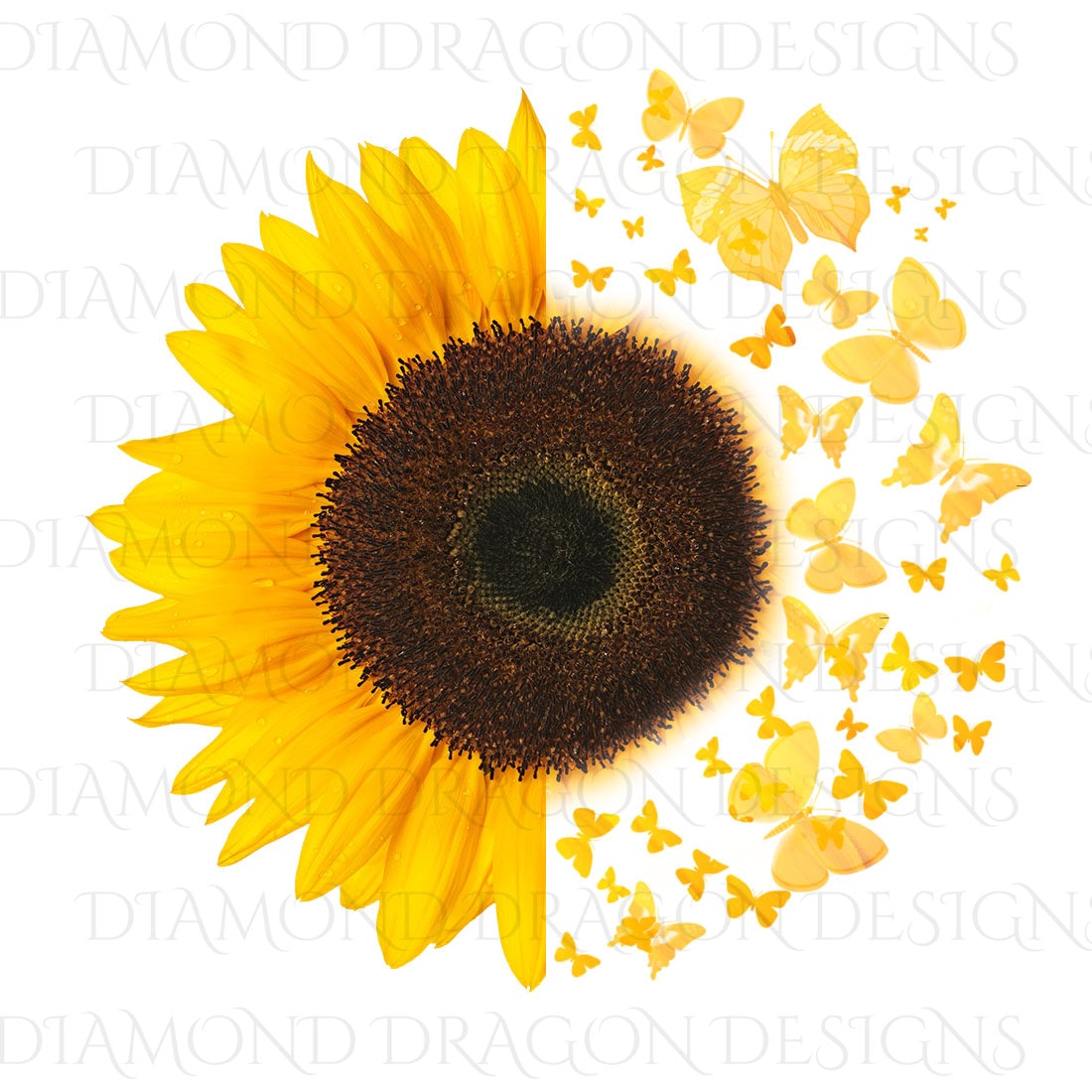 Sunflower Butterfly Decal - S0077 – Peachy Olive Glitters