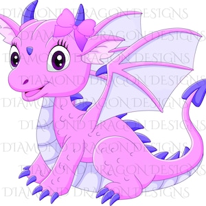 Cute Girl Dragon, Baby Dragon, Cute Little Girl Dragon, Cute Pink Dragon, Digital Image, Waterslide, Decal, Transfers, ClipArt,PNG JPG File
