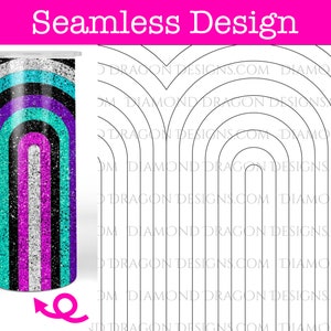 Tumbler Burst Template, SEAMLESS, Vintage Rainbow Burst Template, PNG, Straight, Border Cut, Tumbler Burst Design, Wrap, Stencil, 20oz -24oz
