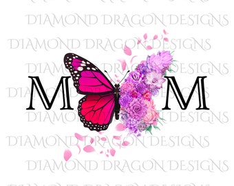 Butterfly Succulent Floral, Mother's Day Design, Watercolor Mom Design, Pink Flower Butterfy, Digital Image Download, ClipArt, PNG, JPG,File