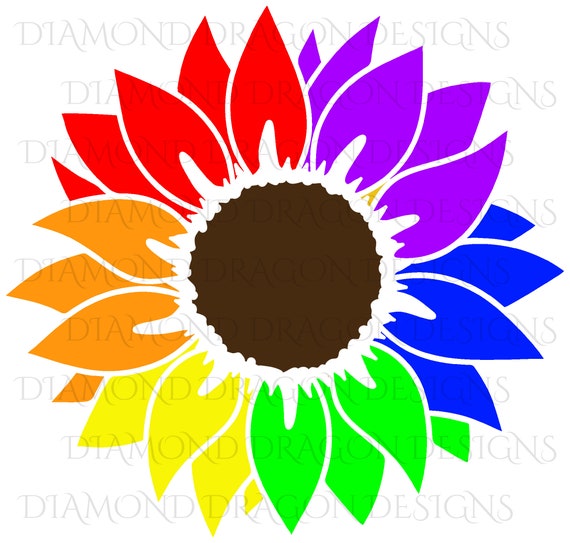 Free Rainbow Sunflower Svg SVG PNG EPS DXF File