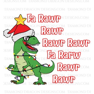 Design de sublimação de Natal T Rex Santa, Design de T Rex Santa, Design de Natal T Rex Santa para sublimação e toboágua, arquivo PNG