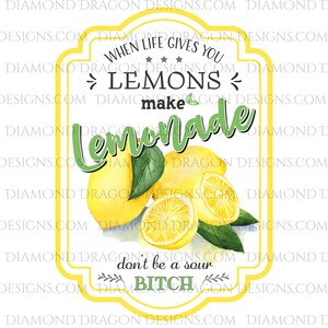 Lemonade Drink Label, Libbey Glass Can Label, When Life Gives you Lemons, Image Download, Waterslide Design, Sublimation Design, PNG File