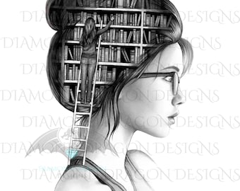 Just a Girl Who Loves Books, Lady Library, A Well Read Woman, Book Girl, Book Lover, One More Chapter, Waterslide,Digital Image Download,PNG