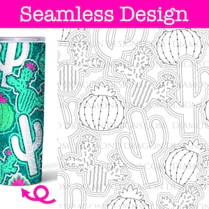 Tumbler Burst Template, SEAMLESS, Cactus Burst, SVG & PNG, Straight, Border Cut, Tumbler Burst Design, Burst Wrap, Stencil, 32oz