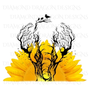 Elephant Sunflower PNG, Elephant Sublimation Design, Sunflower Sunrise, Elephant Tree Drawing, Elephant Waterslide PNG, Elephant PNG