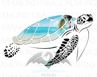 Sea Turtle, Beach Sea Turtle, Beach Scene Sea Turtle, Ocean Sea Turtle, Waterslide, High Res, Digital Image Download, ClipArt,PNG,JPG,File