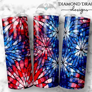 Stained Glass Sublimation Tumbler Wrap Design, 4th of July Sublimation Wrap Design, Flag Day Tumbler Wrap PNG, 4th of July Sublimation PNG