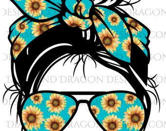 Diseño de sublimación de moño despeinado para descargar, PNG de moño despeinado, Diseño de sublimación de moño despeinado, PNG de vida de mamá, Descarga digital de vida de mamá, PNG de girasol