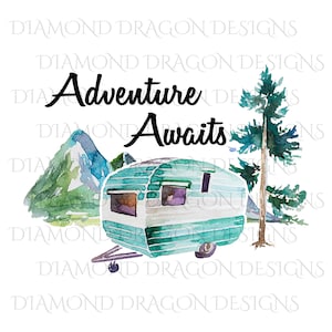 Camper, Campeggio, Camper acquerello, Avventura ti aspetta, Preventivo, Download di immagini digitali, ClipArt, PNG, JPG, File