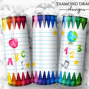 Teacher Sublimation Tumbler Wrap Design, Crayon Split, Notebook Sublimation Wrap Design, School Doodle Teacher Wrap, Sublimation PNG