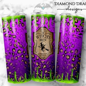 Halloween Tumbler Wrap Image, Witch's Brew Tumbler Wrap, SEAMLESS, Halloween Tumbler Wrap Design, Image for Waterslide & Sublimation, PNG