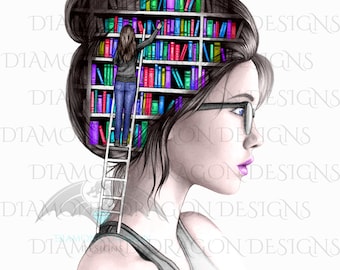 Just a Girl Who Loves Books, Lady Library, A Well Read Woman, Book Girl, Book Lover, One More Chapter, Waterslide,Digital Image Download,PNG