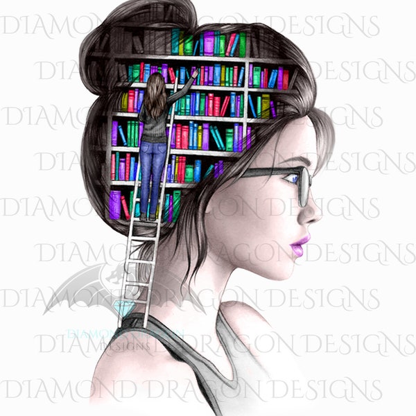 Just a Girl Who Loves Books, Lady Library, A Well Read Woman, Book Girl, Book Lover, One More Chapter, Waterslide,Digital Image Download,PNG