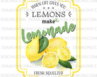 Lemonade Drink Label, Libbey Glass Can Label, When Life Gives you Lemons, Image Download, Waterslide Design, Sublimation Design, PNG File