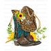 Western Boots and Hat, Cowboy Boots and Hat, Leopard Print, Floral, Sunflower, Waterslide, Digital Image Download, PNG, Sublimation, File 